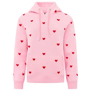 Hoodie ZWILLINGSHERZ "Hearts", Damen, Gr. L/XL (L/XL), pink, Sweatware, Obermaterial: 50% Baumwolle, 50% Polyester, regular fit hüftbedeckend, ohne Ausschnitt, angesetztes Bündchen, Sweatshirts Hoodie, mit Mini Me Style für Mütter & Töchter