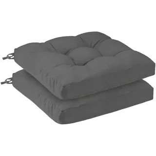 PRIMEPATIO 2er Set Sitzkissen Outdoor wasserdicht 50x50x8 cm – UV-beständige Polster für Gartenstühle, Terrassenmöbel, Rattansessel – langlebige Stuhlkissen für Balkon, Pool, Camping, Grau