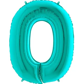 Ballonim Zahlenballon 0-9 100 cm tiffany blau türkis mint Luftballon Zahlen Helium Luftballons XXL (Zahl 0)