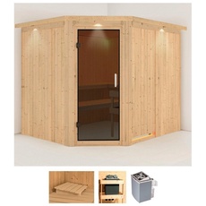 Bild Sauna »Marit«, (Set), 9-kW-Ofen mit integrierter Steuerung beige