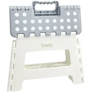 BISOO Tritthocker Kinder - Klapphocker Faltbar 120Kg für Bad & Küche - Hocker Klappbar für Kinder & Erwachsene - Fußbank mit Anti-Rutsch-Oberfläche - Klapptritt Sicherheit - Trittschemel Grau