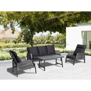 Gardissimo ROMA Rope Alu Lounge Set Gartenmöbel Sitzgruppe grau