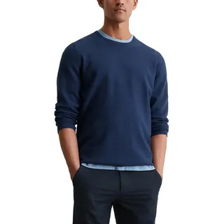 Marc O'Polo Herren Strickpullover aus Bio-Baumwolle mit Piqué-Struktur, Blau (Iris Ink), XL