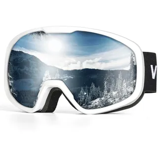 Victgoal Skibrille Herren Damen Snowboardbrille Anti-Beschlag OTG Designed Brille mit UV Schutz Sphärische Brille für Winter Schneesport Skifahren Snowboarding (Weiss)