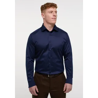 Langarmhemd ETERNA "MODERN FIT", Herren, Gr. 44, Normalgrößen, blau (dunkelblau), Twill, 100% Baumwolle, tailliert, Manschette, Hemden Langarmhemd, NON IRON (bügelfrei)