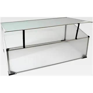 Frühbeet aus 1 mm dickem Aluminium, Hochbeetabdeckung mit arretierbarem Dach, Frühbeetkasten mit Polycarbonatplatten, Frühbeetaufsatz für Hochbeet 100 x 60 cm, Mini-Gewächshaus