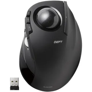 ELECOM DEFT Trackball Maus, 2.4GHz Drahtlos, Fingergesteuert, 8-Tasten-Funktion, Ergonomisches Design mit 34mm Glatter Kugel, Für PC/Laptop, Kompatibel mit Windows 11/MacOS, Modell M-DT2DRBK