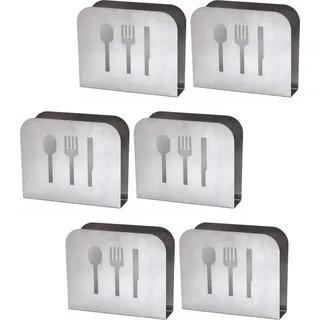 6er Set - Serviettenhalter aus Edelstahl | Serviettenablage für Tisch, Küche, Bar, Gastronomie | Serviettenständer, langlebig | Serviettenspender Stehend - Serviettenbox für Restaurants & Bistros - Silber