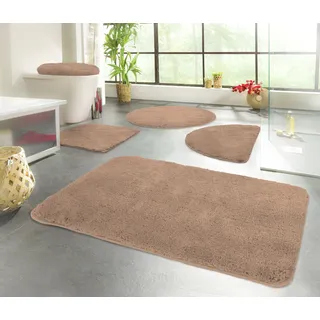 Badematte KINZLER "Chaozhou, Badvorleger, Badezimmer Teppich" Gr. 1, braun (hellbraun), H:20mm, Polyester, Badematten, Badematte, Badteppich, Uni Farben, weich, als rechteckig, rund & Set erhältlich