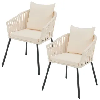 Juskys Rope Stühle Gartenstuhl 58 x 58 x 80 cm beige 2 St.