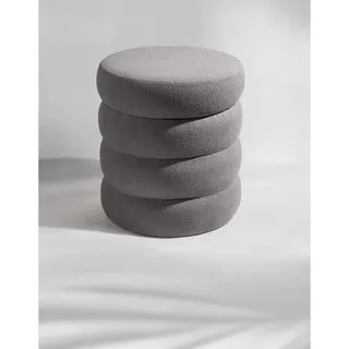 Blumtal Sitzhocker mit Stauraum Rund – Weicher Bouclé Pouf Grau , Textil , 42x47x42 cm , Wohnzimmer, Sessel, Hocker & Hockerbänke, Sitzhocker
