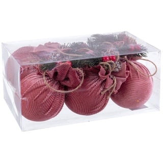 BigBuy Weihnachtsbaumkugeln 6-teilig in Rosa Cord Foam 6 x 6 x 6 cm (6 Stück)