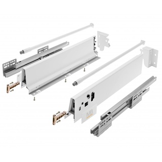 GTV - Modern Box Schublade I L=500mm H=146 mm I Weiss I Leises Schließen I Belastung bis zu 40 kg I Einfache Installation I Synchronisation des Fahrweges der Führungen I PB-D-KPL500B1