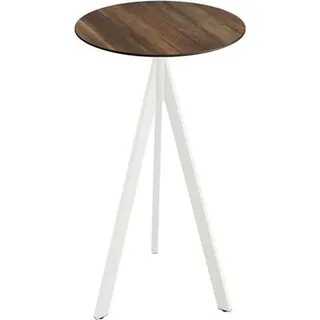 Infinity Tripod Stehtisch Weiß frame + Tropical Wood HPL Ø70 cm - Weiß