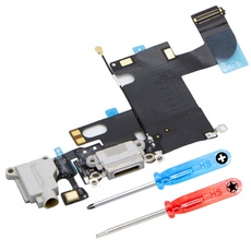 MMOBIEL Ladebuchse Kompatibel mit iPhone 6 2014 - Dock Connector Flex Kabel - Audio Jack/Mikrofon/Antenne Ersatz - Inkl. Schraubenzieher - Schwarz