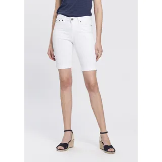 Jeansbermudas ARIZONA, Damen, Gr. 34, N-Gr, weiß, Denim/Jeans, Obermaterial: 98% Baumwolle, 2% Elasthan, clean, Basic, schmal kniefrei, Jeans Jeansbermudas, schmale Passform, krempelbarer Saum, Usedwaschung, hohe Leibhöhe