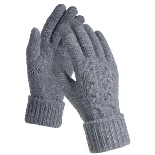 TRENDOUX Thermohandschuhe Winter Damen, Elastisch Softshell Sport Handschuhe Mit Touchscreen-Funktion, Warm Winter Handschuhe Frau Zum Laufsport, Wandern, Laufwerk - Grau