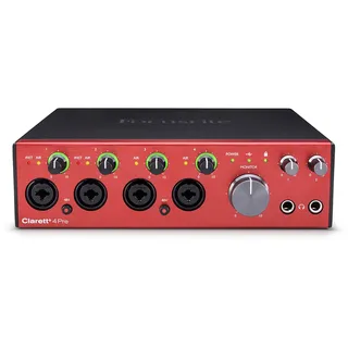 FOCUSRITE Clarett+ 4Pre USB-Audio-Interface in Studioqualität für Musiker*innen – Hochwertige Aufnahmen über vier rausch- und verzerrungsarme Mikrofonvorverstärker für authentische Klangergebnisse