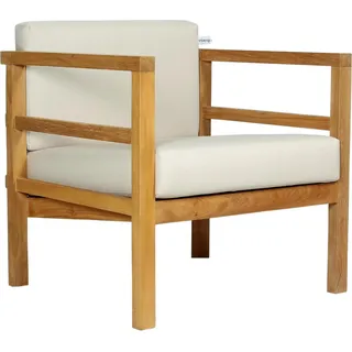 Teako Design Gartensessel Pusiano aus Teakholz mit Armlehnen und Sitzkissen – Robust, Wetterfest & Komfortabel