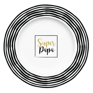Gedalabels Frühstücksteller Super Papa Streifen 21 cm schwarz