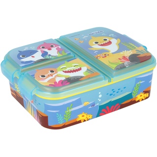 Stor Baby Shark | Kinder Sandwich Box mit 3 Fächern - Snack Halter - Dekorierte Lunch Box