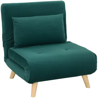 Homcom Schlafsessel HOMCOM Polyester, Samt 78 x 79 x 72 cm Dunkelgrün mit Kissen