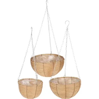 Blumenständer Hängend 3er-Set , Braun , Kunststoff , 30x16x30 cm , Dekoration, Blumen & Blumentöpfe, Übertöpfe