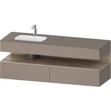 Duravit Qatego Einbauwaschtisch mit Konsolenwaschtischunterbau, 1600x550x600mm, Nische Eiche Mamoriert, Becken links, QA4795055, Farbe: Basalt Matt/mit Nischenbeleuchtung