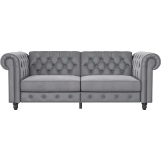 Dorel Home 3-Sitzer »Felix, Schlafsofa 236 cm, (Liegefläche 108x190cm), Rückenlehne« 3-fach verstellbar, Velours, Kunstleder, Luxus-Microfaser Vintage, grau