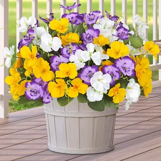 ASTNIC Kunstblumen wie Echt, 6 Bündel Künstliche Blumen für Draußen, Balkonpflanzen Outdoor Wetterfest, Fake Blumenstrauß UV-beständig Balkon Deko Fake Pflanzen Seidenblumen für Hochzeit Gartendeko