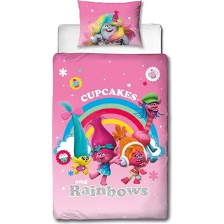 Trolls - Regenbogen - Bettwäsche-Set "Dreams" AG143 (Einzelbett) (Pink/Blau) - Rosa