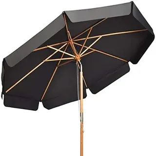 FANTASK Sonnenschirm 300 cm, Gartenschirm aus Holz, UV-Schutz, beidseitig um 30° knickbar (Grau)