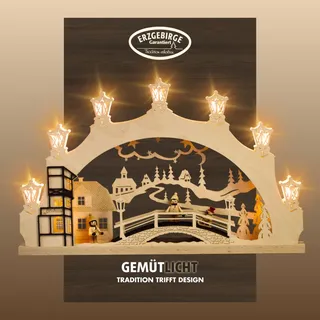 Weigla LED Schwibbogen »Winterkind mit handgedrechselten Figuren, Lichterbogen,Made in Germany« 1 Stk. Erzgebirge garantiert, Weihnachtsdeko Innen, Weihnachtsbeleuchtung, braun