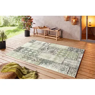 Northrugs Teppich »Symi«, rechteckig, 8 mm Höhe, In- & Outdoor, Kurzflor, Läufer, Vintage, Wohnzimmer, Außenbereich NORTHRUGS schwarz/creme/grün B: cm 1 St.
