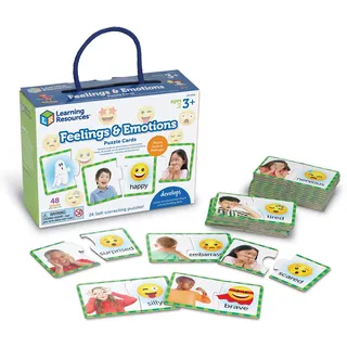 Learning Resources Puzzlekarten „Gefühle und Emotionen“, ab 3 Jahren, soziales Lernen, Emotionen erkennen, SEL-Spielzeug für Kinder, 48 Teile, Vorschule & Therapieeinsatz