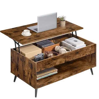 VASAGLE Couchtisch vintagebraun-Mattschwarz 115 x 70 cm