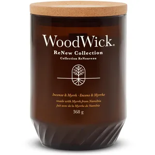 WoodWick ReNew Duftkerze mit knisterndem Docht | Große Kerze in Incense & Myrrh | Pflanzliche Soja & Kokosnuss-Wachsmischung | Hergestellt aus recycelten Materialien | Perfekte Geschenke für Frauen