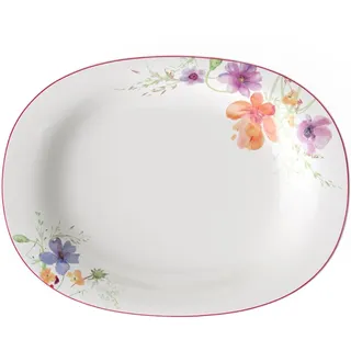 Villeroy & Boch Mariefleur Basic Servierplatte 34 cm, Premium Porzellan, Weiß/Bunt