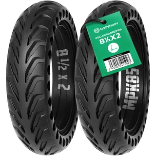 MOOVMOOV Vollgummireifen 8 1/2 x2 für Elektroroller - 2x Pannensichere escooter Reifen 8,5 Zoll (8 1⁄2 x2) - Geeignet für Xiaomi Modelle und 8,5-Zoll-Räder - e scooter zubehör hartgummireifen MPK85