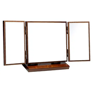 Klappbarer Holz Kosmetikspiegel mit Stabiler Basis und Verzerrungsfreiem Spiegel für Präzises Make-up im Vintage Design