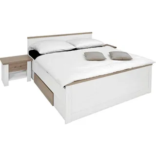 Carryhome Bettanlage , Weiß, Trüffeleichefarben , Holzwerkstoff , 180x200 cm , Schlafzimmer, Betten, Einzel- & Doppelbetten
