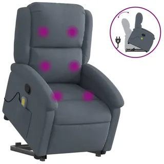 vidaXL Massagesessel mit Aufstehhilfe Dunkelgrau Samt - Grau