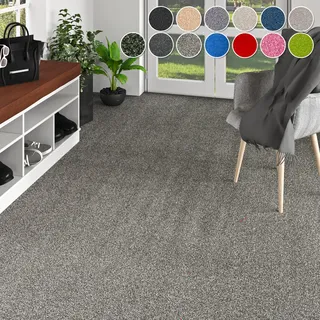 MY HOME Teppichboden »Zephyra, Schlinge, Made in Netherlands« rechteckig 8 mm Höhe Uni Farben, Breite 400 cm, strapazierfähig, Wohnzimmer, Schlafzimmer, grau