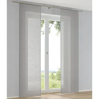 Kutti 2er Set Schiebegardinen Raumtrenner Boston anthrazit Leinenoptik Schiebevorhänge mit Paneelwagen B 60 x H 145 cm