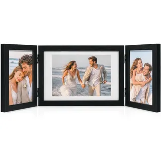 Afuly Bilderrahmen Collage Schwarz 3 Bilder für 10x15 und 13x18 Fotos Mehrfach Holz Fotorahmen Family Hochzeit Geschenk