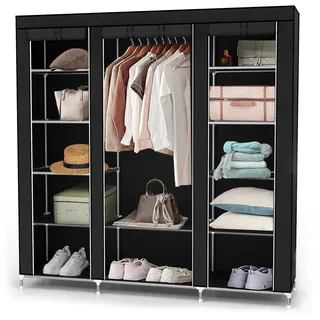 Intirilife Kleiderschrank Faltbar , Textil , 45x175x150 cm , Schlafzimmer, Kleiderschränke, Stoffschrank