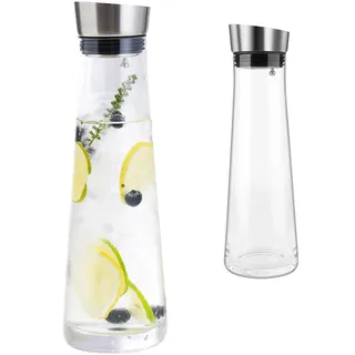 Esmula 2 Stück 1 Liter Wasserkaraffe mit Deckel Glaskaraffe Deckel aus Edelstahl Glas Karaffe Glaskrug für Saftgetränke Eistee Heißes Kaltes Wasser - Karaffe aus Glas für hausgemachte Getränke