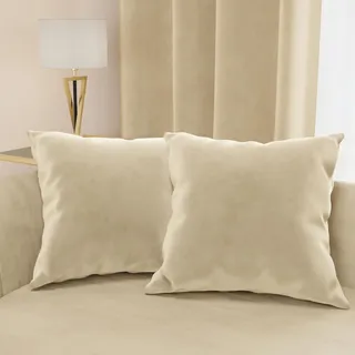 Petti Artigiani Italiani - 2 Sofakissen aus Samt mit Füllung, Kissenbezüge für Schlafzimmer, Möbelkissen aus Samt mit verdecktem Reißverschluss, Creme, 2 Stück - 30 x 30 cm