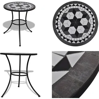 vidaXL Bistrotisch Schwarz und Weiß 60 cm Mosaik - Tisch - Tische - Gartentisch - Gartentische - Schwarz