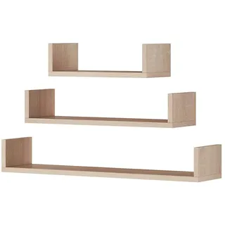 Selsey KASSI - Wandregal 3er-Set / 3 minimalistische Hängeregale mit erhöhten Rändern, 80/60/40 cm breit (Sonoma)